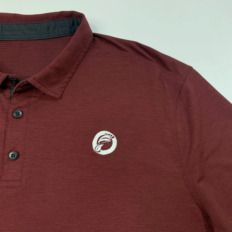 Lululemon Shirt Men XL Extra Large Burgundy Short Sleeve Golf Lightweight LOGO - Image 3 of 4
