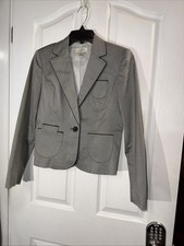 Ann Taylor LOFT petites 4P Dark Gray And Black Detailed Fitted Blazer