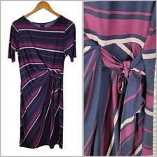 Ann Taylor Sheath Dress Small Ruched Waist Event Stretch Stripe Career