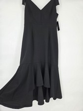 Lulus Trumpet Hem Midi Dress Large Assemmetrical Little Black Dress Minimalist 