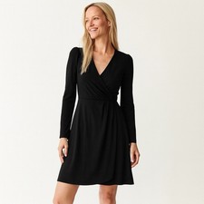 Nine West Sz PXS Petite Office Work Minimalism Little Black Dress Long Sleeve