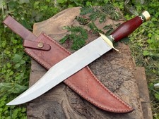 Handmade CARBON Steel Custom Hunting Bowie Knife with WOOD Handle
