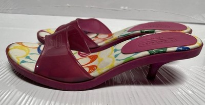 VTG Y2K Coach SCRIBBLE Signature Jelly Pink Kitten Heel Slip On