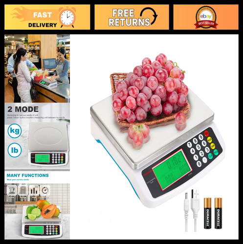 Large Digital Kitchen Scale 30KG/66LB - Stainless Steel Food & Baking Scale, LCD - Picture 1 of 8