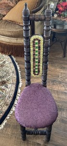 Antique Gothic old Spanish Devotional Medieval Prayer Chair With Cushion