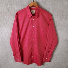 Eddie Bauer Shirt Mens XL Tall Red Striped Wrinkle Resistant Button Up Cotton