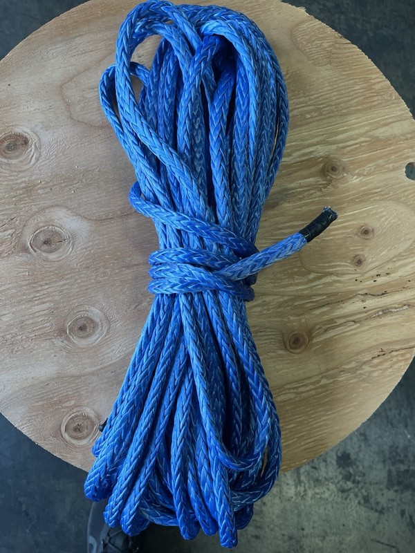 3/8”x 150’ feet  HMPE Winch Line, Synthetic Rigging Rope, 12-Strand Braid Blue