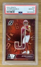 🔥#/49 PSA 10- 2024 Panini Zenith Jayden Daniels Rookie A TO Z Red #10 (RC)