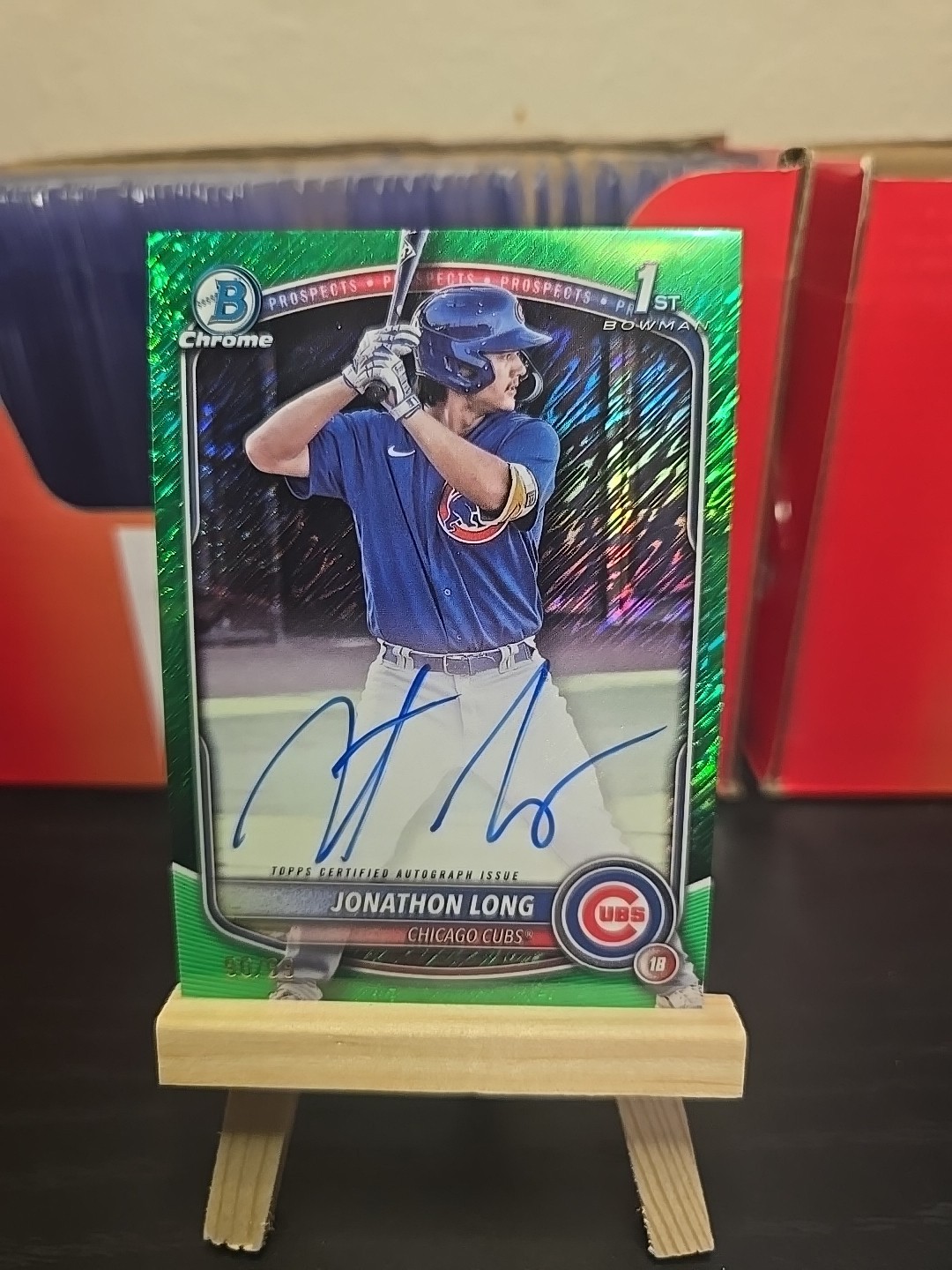 2025 Bowman Chrome Prospect Autographs Jonathon Long #CPA-JLG Green Shimmer /99