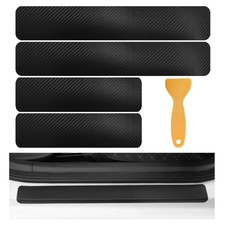 4 PCS Car Door Sill Protector, 3D Carbon Fiber Front/Rear Door Entry Guard Sc...