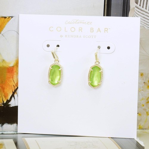 Orecchini a goccia Kendra Scott Lee peridoto verde illusione tono oro agosto nuovi senza etichette - Foto 3 di 8