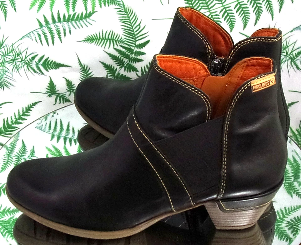 PIKOLINOS ROTTERDAM BLACK LEATHER ANKLE BOOTS SHOES HEELS WOMENS SZ 9 9.5 EU 40 - Image 4 of 4