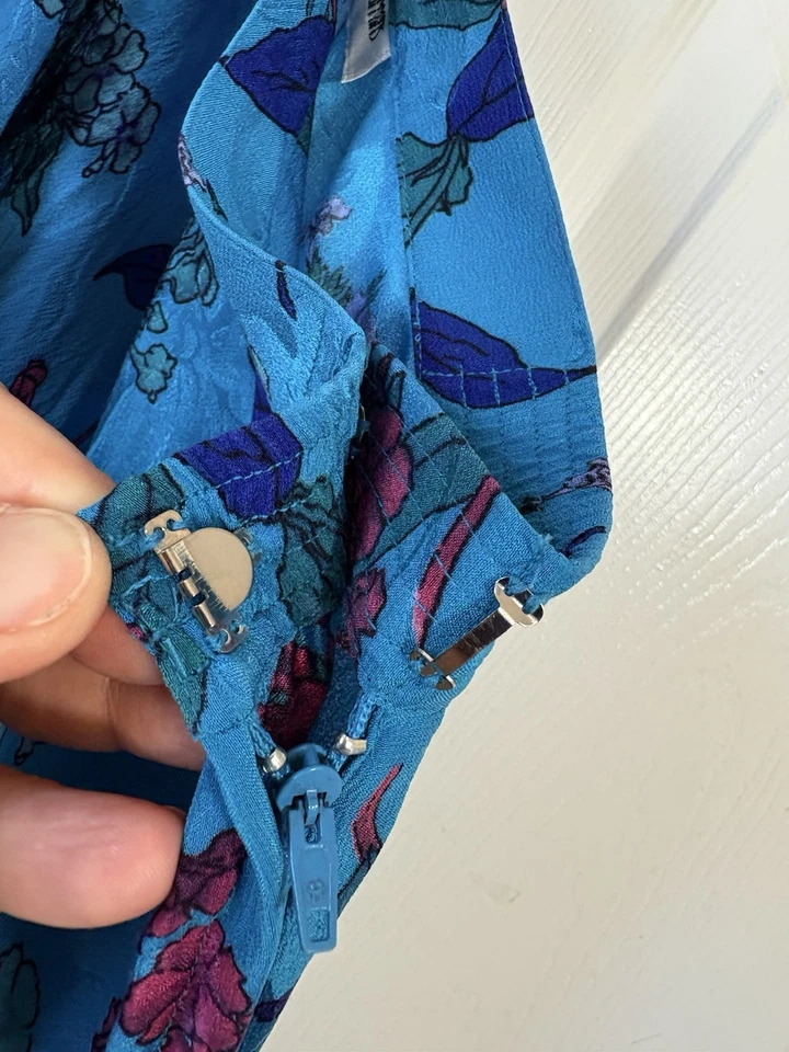 Falda Vintage Años 90 Colecciones Umi Por Anne Crimmins 100% Seda Repujada Talla 8 Foto 3 de 4