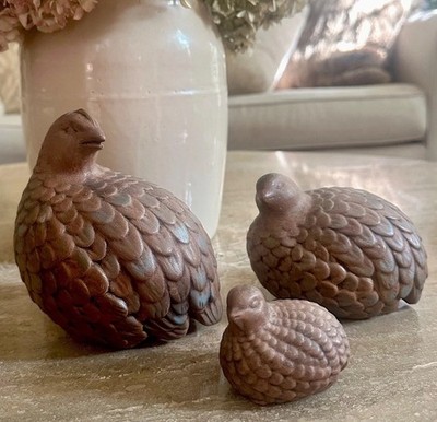 Vintage Set of 3 Ceramic, Hand Painted Quail, Beautiful!