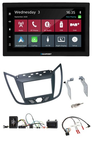 Blaupunkt DAB Bluetooth USB Lenkrad 2DIN Autoradio für Ford C-Max ab 2011 grau - Bild 1 von 11