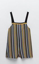 BNWT ZARA Knit Black Yellow Striped Sleeveless Short Romper Jumpsuit Small