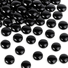 FUTUREPLUSX 1LB Black Flat Glass Marbles, Pebbles Vase Small,