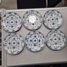 Royal Copenhagen Musselmalet Vollspitze 6x Teller,  D ca. 17cm,  1.Wahl, Nr.1087