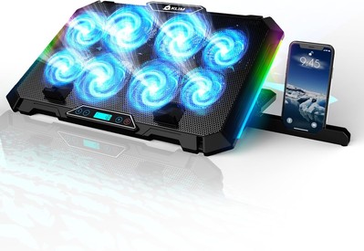 KLIM V8 Gaming Laptop Cooling Pad with 8 Fans + New Version 2024 + RGB 