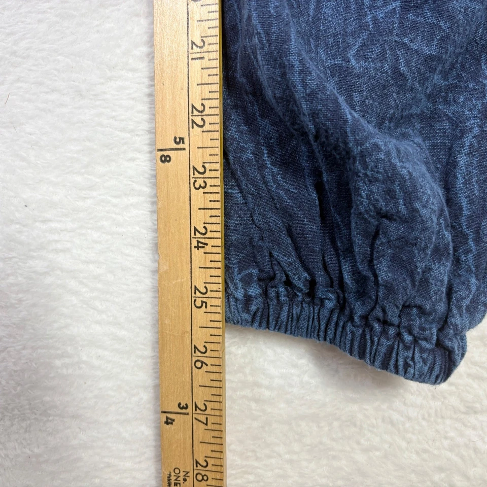 Boho Harem Pants Medium Blue Cotton Tie Waist Cargo Pockets Drop Crotch Festival - Image 4 of 4