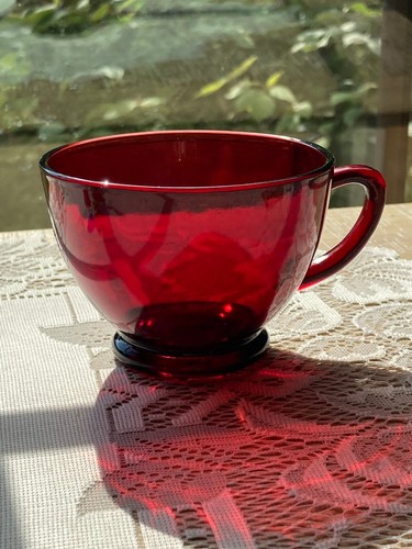 Royal Ruby Red Anchor Hocking Punch Bowl With 12 Cups - Picture 8 of 13