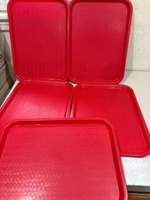 Lot of 5 Food Cafeteria Trays 16" X 12" Durable Slip-Resistant Carlisle Five RED