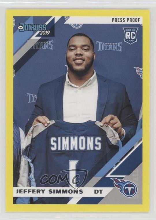 2019 Panini Donruss Rookies Press Proof Yellow Jeffery Simmons Rookie RC m1u