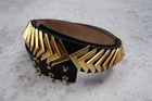 BALMAIN H&M WAIST BLACK LEATHER BELT GOLD HARDWARE DETAILS SMALL MADE IN ITALY