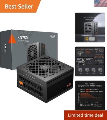 Efficient 750W Power Supply for Gaming - 80 Plus Gold, Ultra-Flexible Cables