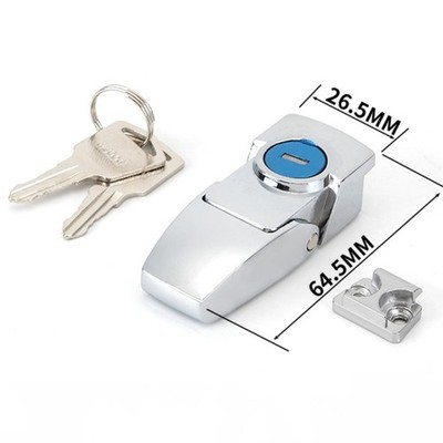 64.5mm Cabinet Coated Metal Hasp Latch Toggle Lock W Two Keys Silver Tone