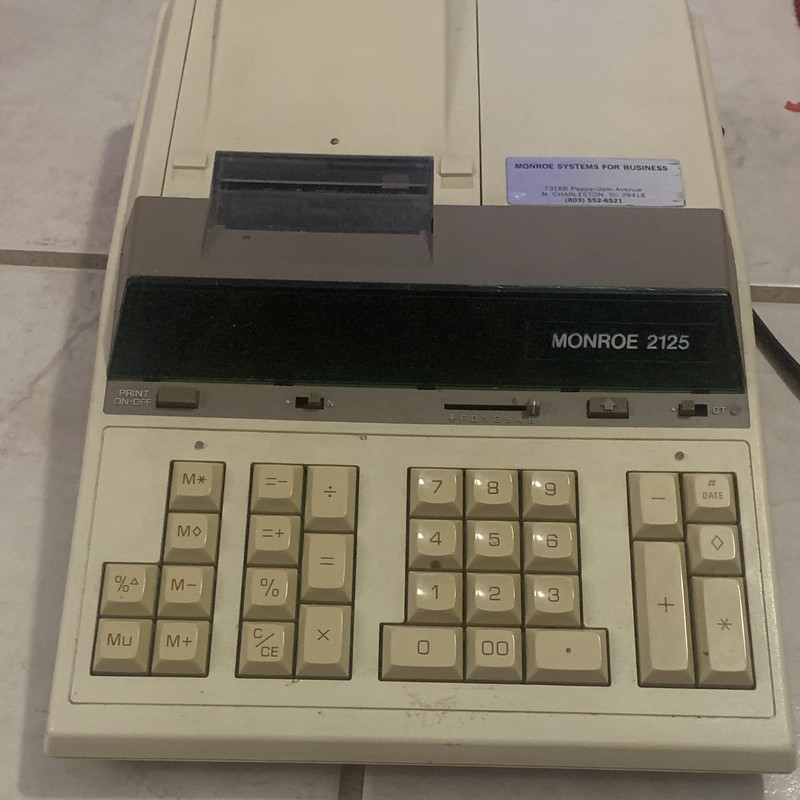 Monroe 2125 Vintage Printing Calculator Adding Machine with Paper Roll