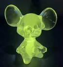 🏺Fenton Manganese Clear Glass Mouse Figurine Uranium Green  Glow @ 365 UV