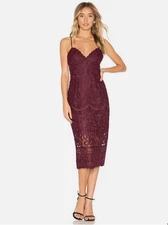 Bardot Gia Sleeveless Sweetheart Neck Bodycon Lace Dress Wine Women's US 4/XS