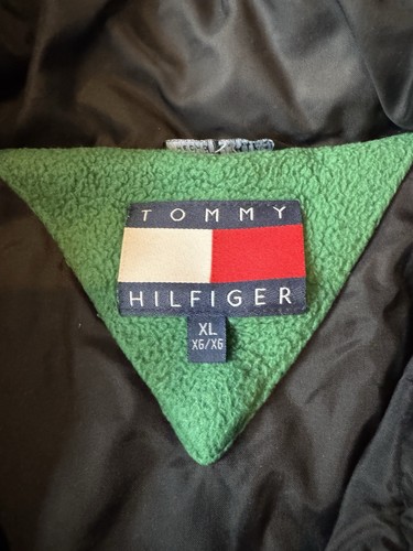 Vintage Tommy Hilfiger Quilted Fleece Jacket Mens XL Green - Picture 3 of 6