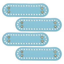 4Pcs 2"x7.1" Oval Leather Crochet Bag Bottom with Holes, Blue