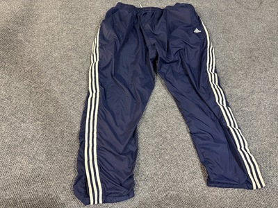Vintage Adidas Track Pants Mens 2XL Blue Stripe Snap Tear Away