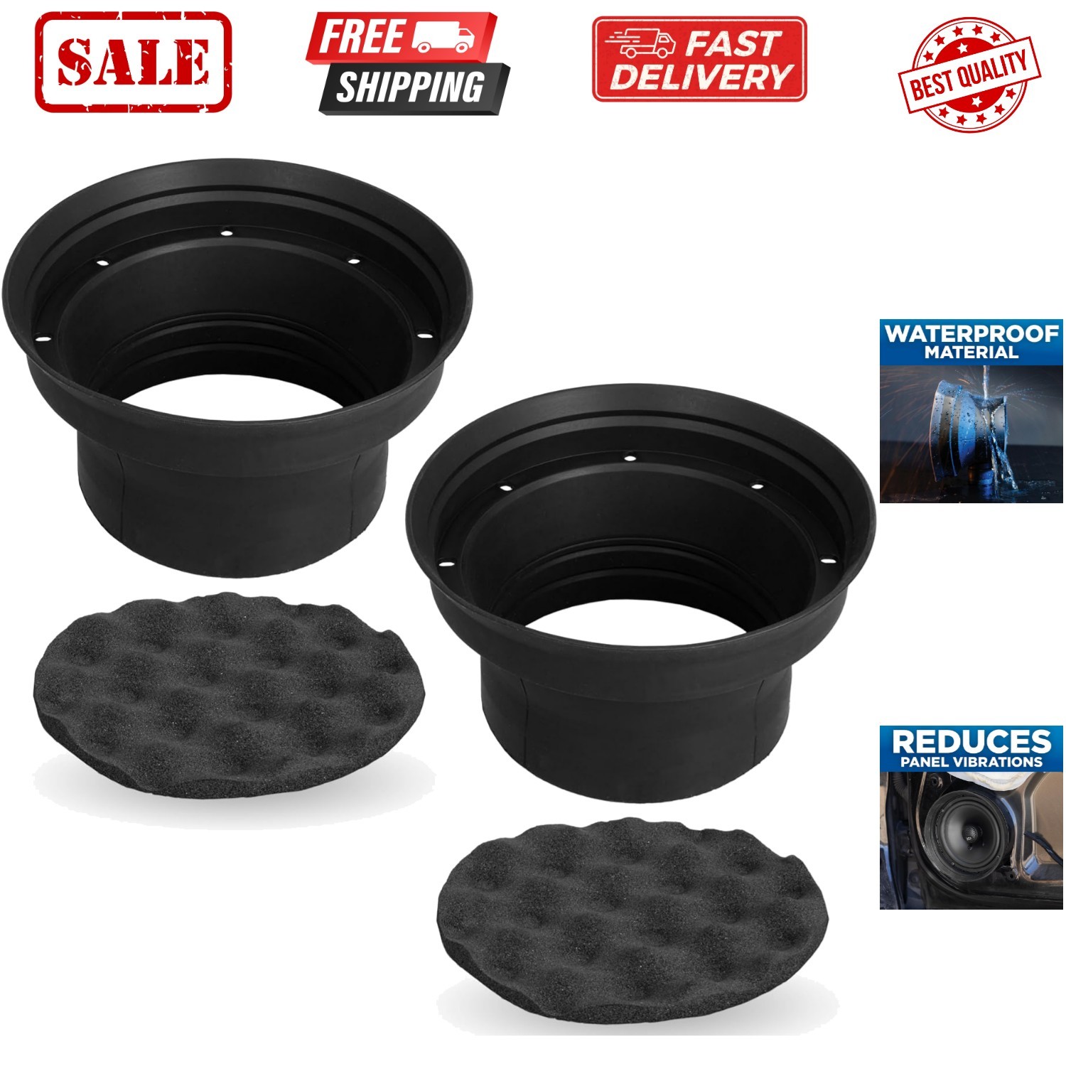 XBAF65 2 Piece 6.5" or 6.75" Weatherproof Silicone Rubber Speaker Baffle Kit