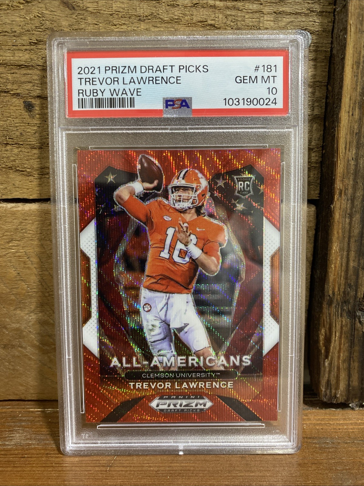Trevor Lawrence Panini Prizm Draft Picks #181 Ruby Wave