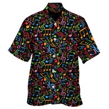 Music Note Colorful Themed Print Hawaiian Shirt