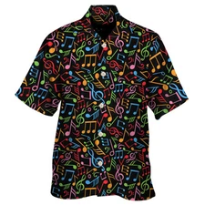 Music Note Colorful Themed Print Hawaiian Shirt