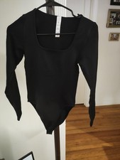 Black Medium Ribbed Bodysuit m