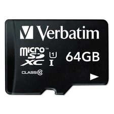Verbatim microSDXC Memory Card with SD Adapter Class 10 64GB 44084