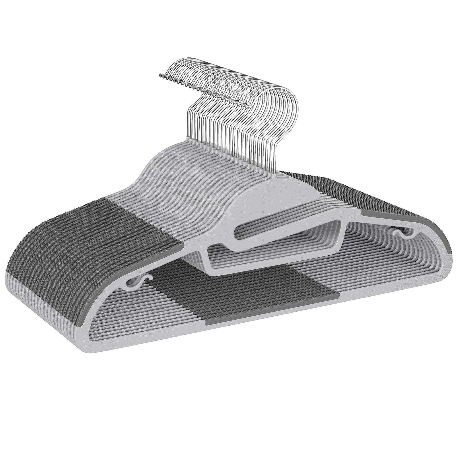 Durable 50-Pack Plastic Hangers with Non-Slip Design and 360° Swivel Hooks-image