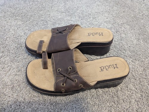 Vintage Mudd Sandals Womens 11M Chunky Platform Brown Y2K Toe Ring Graham