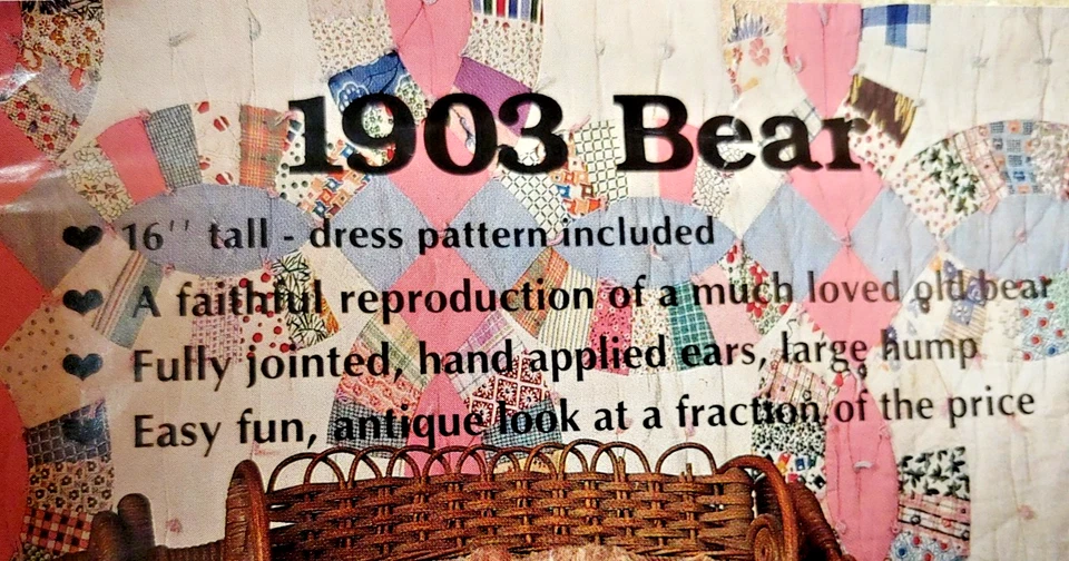 Gooseberry Hill  1903 Bear Reproduction Sewing 16" Jointed W/ Dress Pattern - Image 3 of 4