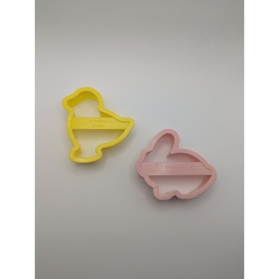 Vtg Fox Run Easter Cookie Cutters Pink Bunny Yellow Chick Plastic Baking Tools