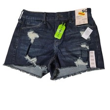 SO Shortie High Rise Jean Shorts Size 29 Dark Wash Distressed Ripped Denim