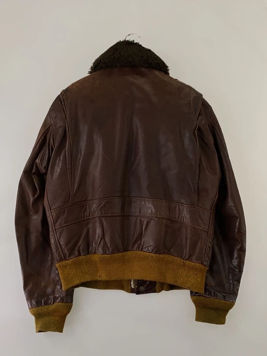 Chaqueta de vuelo Schott 70s G-1 con cuello de piel de cuero talla 42 marrón So
