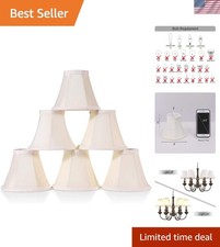 Elegant Clip-On Chandelier Shades Set for Candelabra Bulbs - 6 Pcs, Cream White