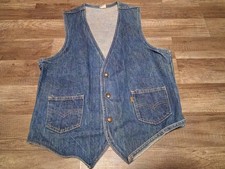 Vintage 70's Levi's Levis Orange Tab Denim Jean Trucker Western Vest Medium USA